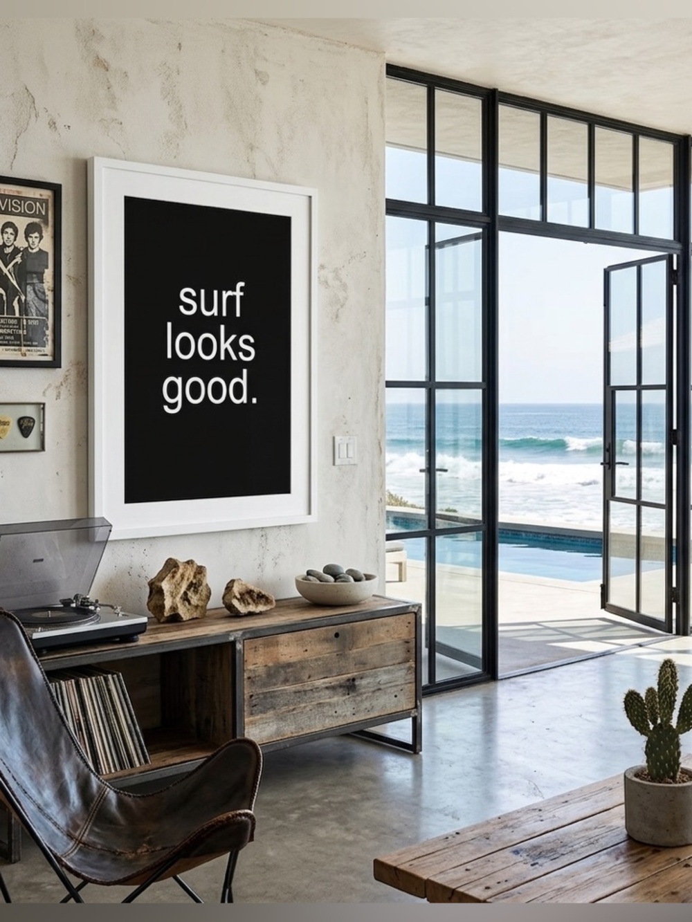 New Original Art Surf Looks Good Black and white Framed Poster Print 24x36”